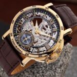 Tufina Theorema Casablanca GM-101-3 Gold mechanical watch for men with a skeleton dial