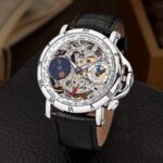 Tufina Sao Paulo German watch for men with a skeleton dial and a black leather band