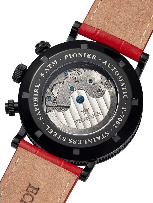 Tufina Chicago Diamonds Red, German watch for men with an automatic movement and full calendar feature